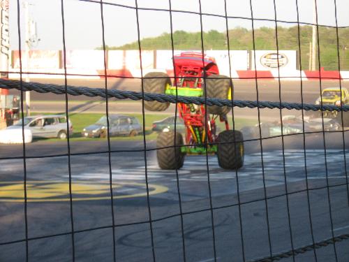 Monster Truck Action Shot - Devestator doing a wheel stand