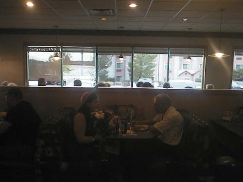 Our Wedding Dinner At Denny's - When Walker and I got married, the only restaurant we could find between Mayer and Sedona was Denny's. ;-) It was really nice. As soon as they saw me with my flowers, they figured we'd just gotten married. It was a real celebration in there.