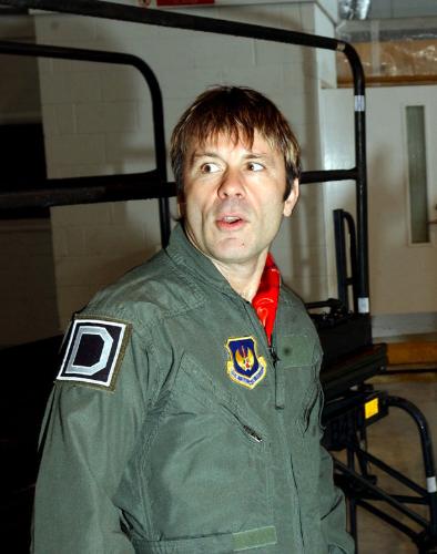 Bruce Dickinson - Bruce Dickinson during filming of the documentary 'Flying Heavy Metal'.