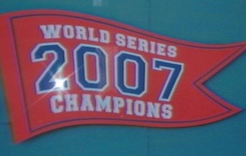 Boston Red Sox 2007 World Series Champions - This is the Boston Red Sox 2007 World Series Championship Pennant photo that I took from my tv during the Opening Day.