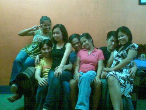 with my long time friends. - she, with my friends and their boyfriend's..were having fun and celebrating my bestfriend's birthday.