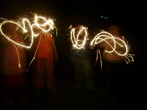Sparklers - This turned out to be a really cool pic. I loved the fact that the girls were making hearts with their sparklers and I was able to capture it! How cool!