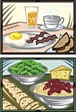 plates of food - Drawing of plates of food. Includes bacon and eggs.