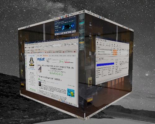 Desktop Cube - the is a pictuyre of my desktop cube, mid-spin.