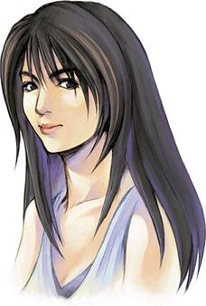 Rinoa Heartilly of Final Fantasy VIII - Rinoa Heartilly is the female lead of Squaresoft's (now Square Enix) Final Fantasy VIII. She is the seventeen year old daughter of General Caraway, a high-ranking officer in the Galbadian army, and Julia Heartilly, a famous singer and former love interest of Laguna Loire. Throughout the game, she falls in love with the protagonist, Squall Leonhart. She has black hair with brown highlights and brown eyes. Rinoa and Squall are featured in the electronic board game Itadaki Street Special.  Fair use rationale for use in Characters of Final Fantasy VIII and Rinoa Heartilly Square Enix has not released any such images to the public domain  The image is used to demonstrate the game's distinctive art style  The image is being used in an informative way and should not detract from the game  The image is a small, web-resolution image reduced by 25 percent  The image is used to illustrate important characteristics of the game mentioned in the article, which conveys to the reader an idea of what they look like  The image's only purpose is to aid in the description of the fictional world of Final Fantasy VIII, and for no other purpose  The image does not limit Square Enix's ability to sell the game