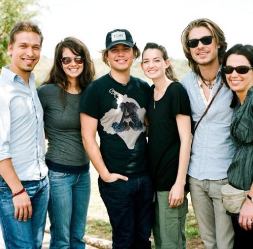 Hanson and wives - Isaac, Nikki, Taylor, Natalie, Zac and Kate on one of Hanson's trips to Africa