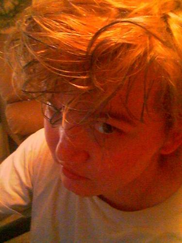 MY Son w/ his 'forced punk' hair  - I forced him to let me do that to his hair- imagine he's level headed & his Momma's loves punk LOL