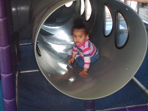 Zoe's First BDay - Chillin out in the tunnel at McDonald's