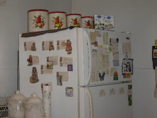 Refridgerator Magnets - This is my kitchen with magnets holding recipe cards onto the fridge.