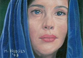 Arwen Painted Sketch card - This is a sketch card painting I did of Arwen from The Lord Of The Rings.