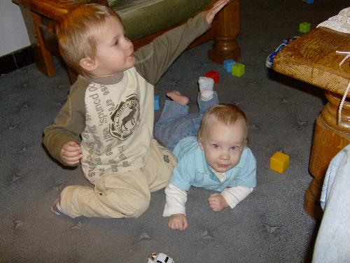 my kids - my two boys a year and a half ago. Aren't they cute? I used this picture to put on the invitations for my wedding.