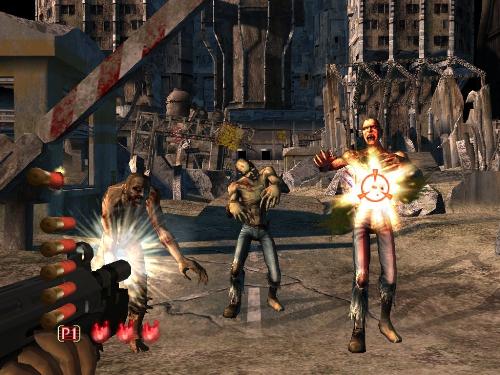 House of the Dead - Sega's zombie-blasting light gun series makes its Xbox debut with the exclusive release of The House of the Dead III. Taking place 20 years after the events in the second game, this third title has Lisa Rogan and Agent G investigating the disappearance of Lisa's father, who vanished while searching an abandoned industrial depot two weeks earlier.   As before, the on-rails action involves blasting wave upon wave of undead abominations from a first-person viewpoint. For the first time in the series, an auto-reloading shotgun is the weapon of choice, which eliminates the need to shoot offscreen in order to reload. Instead, players must wait a few seconds as their character's onscreen hand automatically replenishes the shells by loading them into the barrel.  Gone are the hapless innocents of past games in the series, replaced instead by the character's partner, who must occasionally be saved from precarious situations. These predicaments generally involve groups of zombies swarming around the partner. Quickly shooting them down will earn players bonus lives, but failed attempts are not punished. A separate Time Attack mode offers a slight variation on the basic formula.   Eliminating zombies in this mode adds additional seconds to a time limit, while taking damage depletes it. Fans of the series will be pleased to note the Dreamcast version of The House of the Dead 2 can also be unlocked for play, which comes with an additional set of bonus modes. A trailer for The House of the Dead movie is included as well. The game can either be played with a third-party light gun or the Xbox controller, and two-player simultaneous action is supported on the same screen. ~ Gavin Frankle, All Game Guide
