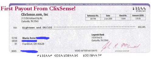 Lightning Fast Payout From ClixSense - I upgraded with ClixSense and quickly made the payout minimum. Checks for May were cut on Jun 2 and I received it Jun 4. Doesn't get much better than that!