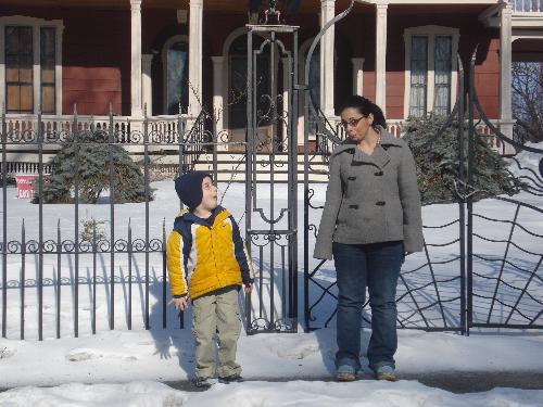 Stephen Kings house - My son and younger daughter in front of author Stephen King's house in Bangor Maine.