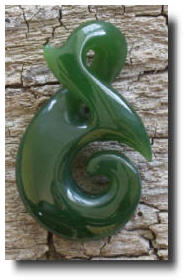 Handicrafts from NZ - Maori Jade Koru Twist - single twist showing joining together of two people for eternity.