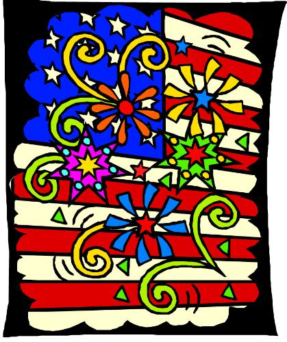 American Flag - colourful picture of an american flag and fireworks