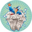 money dude - This is a picture of a man. He has a lot of money in front and around him. He is earning money.