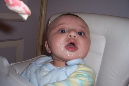 Yummy food - My son Orion just chowing down on his cereal