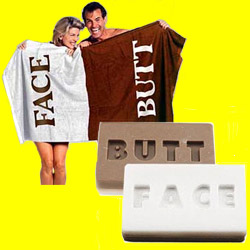 Butt/Face Towel and soap - You should get this for your mom, lisado !