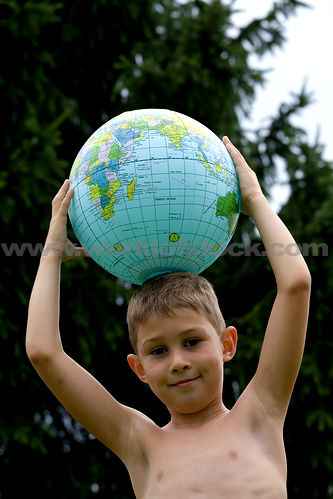 boy playing with world - He want to play with world i think