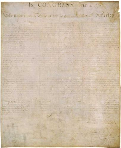 Declaration of Independence - this is a photo of the declaration of independence as written in the 1700's. if anyone knows the exact date it would be handy if you would share it with me cause quite frankly i don't remember.