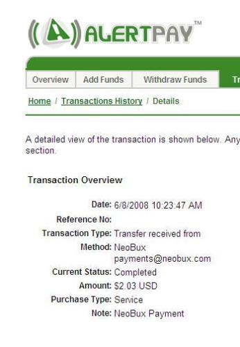 My first NeoBux Payout - It really was an instant payout! The money was in my account within seconds of requesting payout!