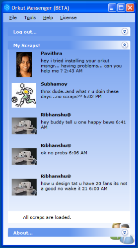 orkut messenger - here is the pic of orkut messenger launched new