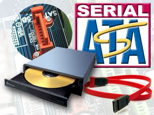 SATA DVD writer - Serial ATA DVDRW socket, plugs and logo. SATA DVD writer - Serial ATA DVDRW socket, plugs and logo.