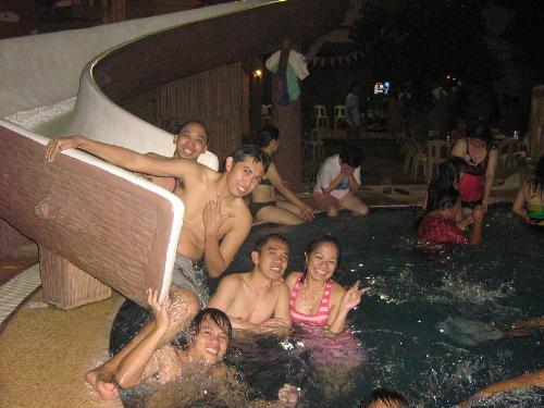 championship party - taking a slide! pool party at the flamengo garden resort in Marikina City, June 6, 2008, celebration for winning the championship on volleyball and basketball