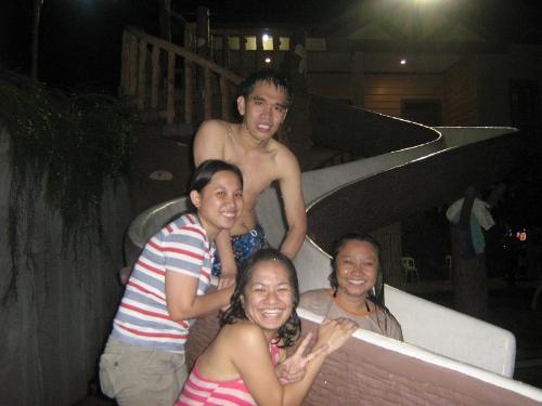 championship party - taking a slide. pool party at the flamengo garden resort in Marikina City, June 6, 2008, celebration for winning the championship on volleyball and basketball