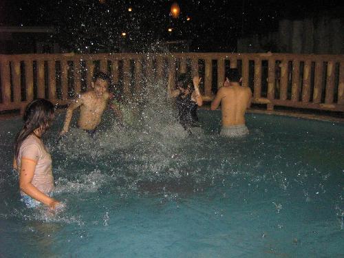 championship party - the fun in splashing water. pool party at the flamengo garden resort in Marikina City, June 6, 2008, celebration for winning the championship on volleyball and basketball