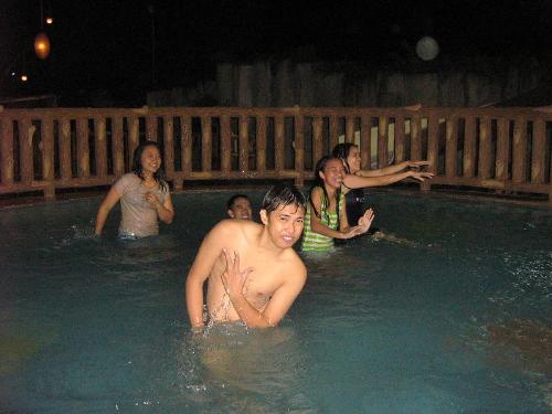 championship party - goofing around the pool. pool party at the flamengo garden resort in Marikina City, June 6, 2008, celebration for winning the championship on volleyball and basketball