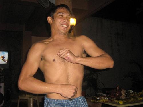 championship party - pong doing a callboy dance number. hahaha! pool party at the flamengo garden resort in Marikina City, June 6, 2008, celebration for winning the championship on volleyball and basketball