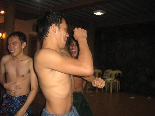 championship party - pong, harim and jason doing a callboy dance number. embarrassing! hahaha! pool party at the flamengo garden resort in Marikina City, June 6, 2008, celebration for winning the championship on volleyball and basketball