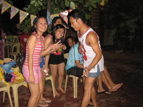 championship party - dancing to OPM disco. pool party at the flamengo garden resort in Marikina City, June 6, 2008, celebration for winning the championship on volleyball and basketball
