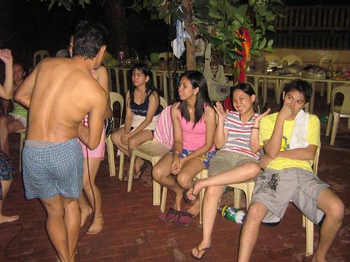 championship party - pong and me still dancing. pool party at the flamengo garden resort in Marikina City, June 6, 2008, celebration for winning the championship on volleyball and basketball