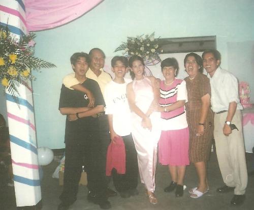 my entire family at my 18th bday - my happy family..my grandpa,grandma,my brothers my mom and my dad during my 18th bday@ makiling resort