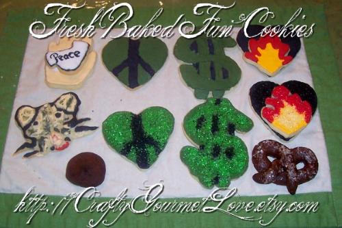 Cookies for my esty shop. - Various cookies I baked today as samples for items I'll be selling on etsy.