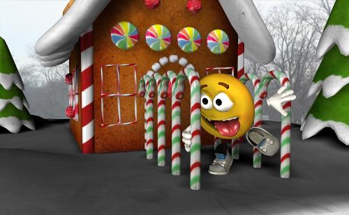 Emotiguy with Gingerbread House - DAZ 3D Studios Emotiguy at a gingerbread house.