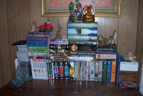 Books - the small collection of books I have, althought it has gotten bigger, I don't have newer photo's