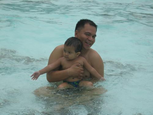 me and my son  - swimming