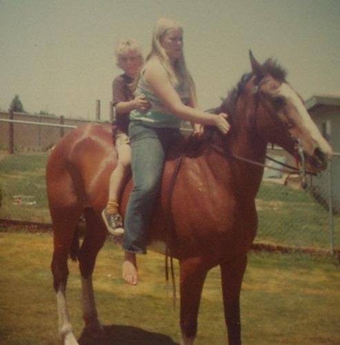 My first horse - That's me on my first horse that I got when I was a kid. That's my cousin behind me.