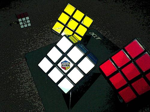 Rubix Cube 3x Plus 1x mini anyone? - Hey.. These are my bro's cube.. he's a fan of it. haha