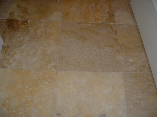 Bathroom - New floor--travertine (Tuscan)