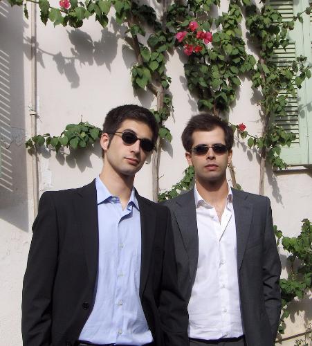 Me - Me (left) in a suit.
