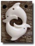 2 Dolphins ' Nose to Tail' Pendant - Bone carving pendant by the carvers of the Native New Zealand Maoris.