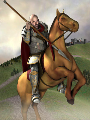 Tribal Wars - An in-game screenshot of a Paladin, a precious troop in Tribal Wars. This one is equipped with Meszko's Lance, an item increasing the offensive and defensive power of Light Cavalry.