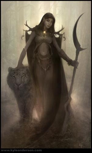 Elf Druid  - Elf Druid with a tiger