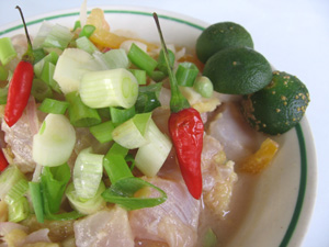 kinilaw - an all time favorite food in mindanao Philippines. its a raw fish with onions, ginger, venigar, lemon and Radish