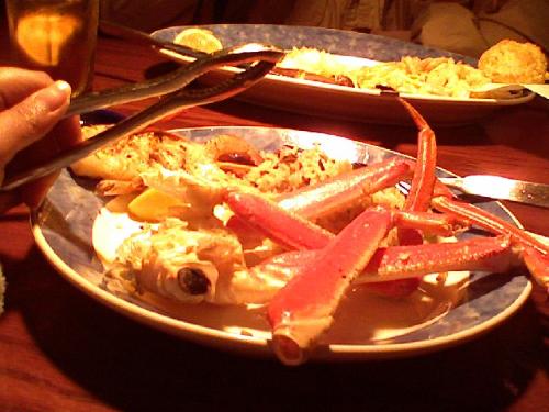 food - Heres the crab legs I taken during we ate in red lobster.